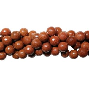Sand Stone - Faceted Round - 12mm - 37cm Strand