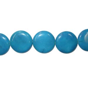 Jade Coin - 35mm - Dyed - Blue - 39cm Strand