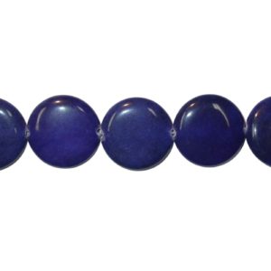 Jade Coin - 30mm - Dyed - Blue - 39cm Strand