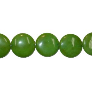 Jade Coin - 30mm - Dyed - Green - 39cm Strand