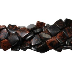 Brown Obsidian - Twisted Flat Square - 15mm - 39cm Strand