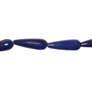 Jade Faceted Drop - 30 x 10mm - Dyed - Blue - 40cm Strand
