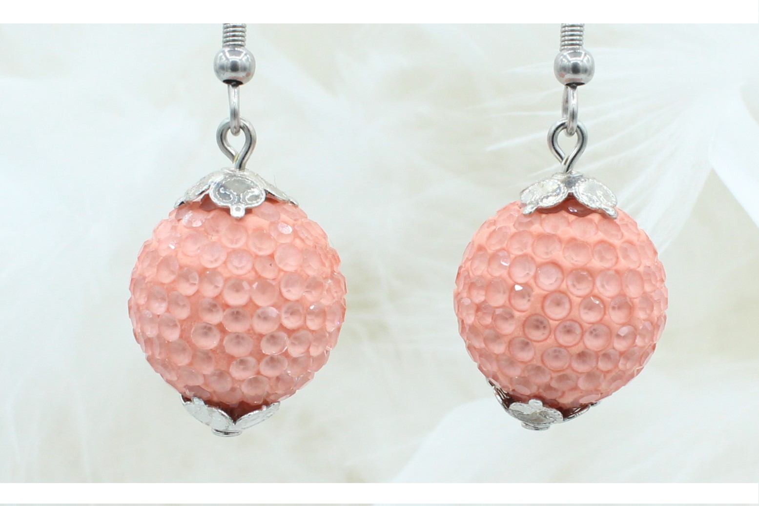 Crystal Clear Pave Earring 20mm Peach Bead, Trimming & Craft Co