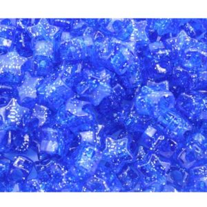 Star Pony Bead - 13mm - Transparent Blue Glitter