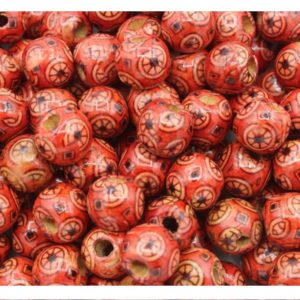 Patterned - 12mm - Round - Red