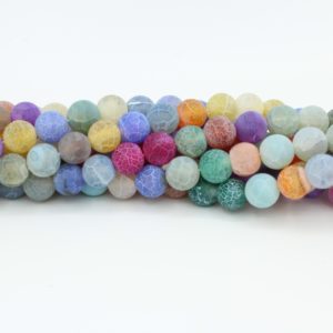 Agate - Multi Colour Matte - Dyed - 8mm Round - 40cm Strand