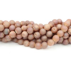 Druzy Crystal - 8mm Round - Apricot - 37cm Strand
