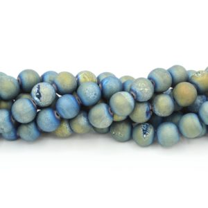 Druzy Crystal - 8mm Round - Blue Iris - 37cm Strand