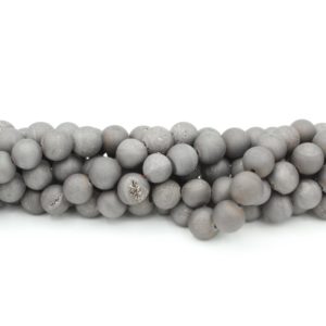 Druzy Crystal - 8mm Round - Slate - 37cm Strand