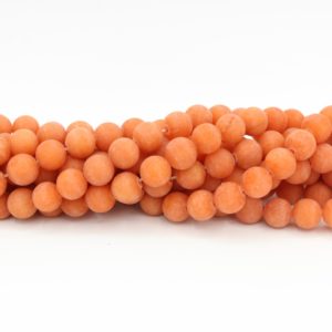 Jade Matte - Dyed Orange - 8mm Round - 40cm Strand