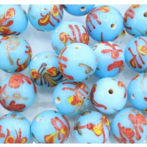 Round 15mm Light Blue Colour With Pattern