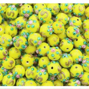 Czech Lampwork - 8mm Measle Bead - Yellow