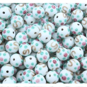 Czech Lampwork - 8mm Measle Bead - White