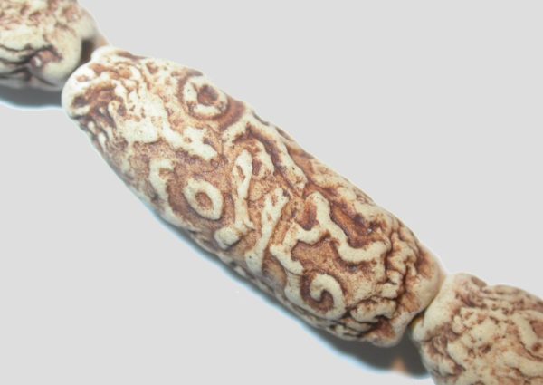 Carved Pottery Beads - 30 x 11mm - 41cm Strand