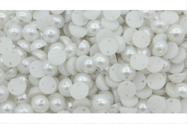 Round Flat Back Pearl - 8mm - Sew On - White