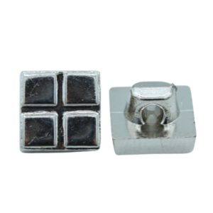 Square Tile Button - 10mm - Antique Silver