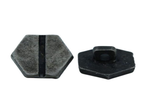 Hexagon Button - 12mm - Gun Metal