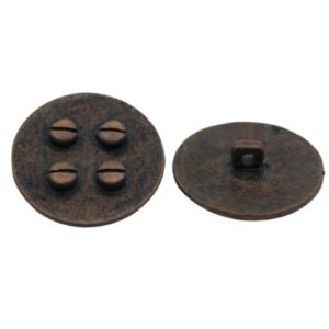 Metal Button - 4 Studs - 27mm - Copper