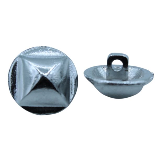 Pyramid Button - 12mm - Antique Silver