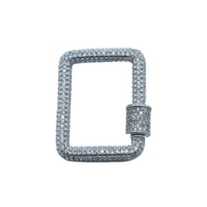 Crystal Screw Clasp - Rectangle - 28mm - Antique Silver