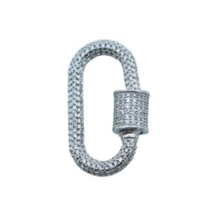 Crystal Screw Clasp - Oval - 28mm - Antique Silver