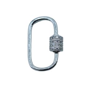 Crystal Screw Clasp - Oval - 24mm - Ant Silver