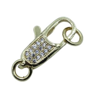Crystal Lobster Clasp - 15mm - Gold