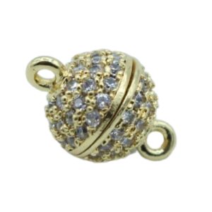 Crystal Magnetic Clasp - Ball - 8mm - Gold