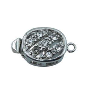 Crystal Oval Clasp - 18 x 10mm - Antique Silver