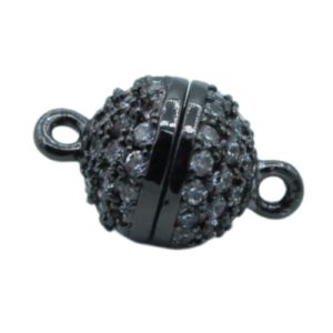 Crystal Magnetic Clasp - Ball - 8mm - Gun Metal