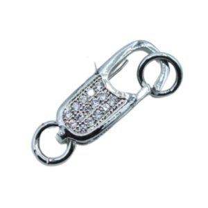 Crystal Lobster Clasp - 15mm - Antique Silver