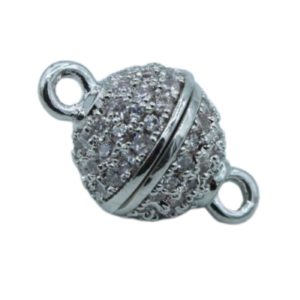 Crystal Magnetic Clasp - Ball - 8mm - Antique Silver