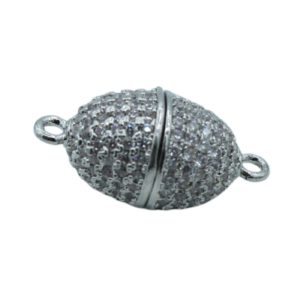 Crystal Magnetic Clasp - Oval - 24mm - Ant Silver