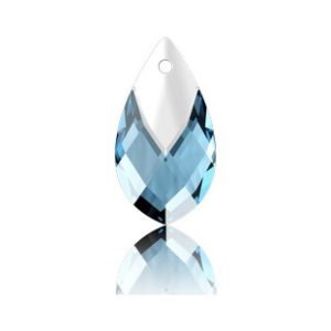 Metallic Cap Pear Shaped Pendant - 18mm - Aqua