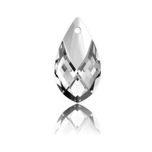 Metallic Cap Pear Shaped Pendant - 18mm - Crystal