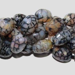 Agate - 30mm Faceted Oval - Bl Ck - 40cm Strand