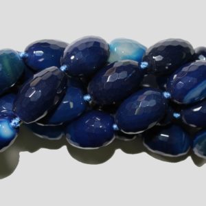 Agate - 30mm Faceted Oval - Blue - 40cm Strand