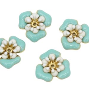Enamel Flower - 17mm - 3 Layer - Blue