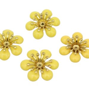 Enamel Flower - 21mm - 6 Petal - Yellow