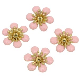 Enamel Flower - 21mm - 6 Petal - Pink