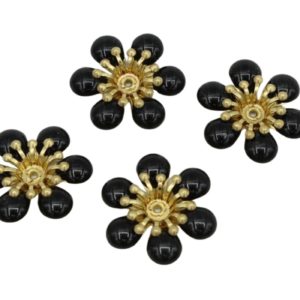 Enamel Flower - 21mm - 6 Petal - Black