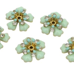 Enamel Flower / Stamen - Crystal - 15mm - Blue