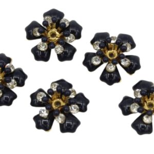 Enamel Flower / Stamen - Crystal - 15mm - Black