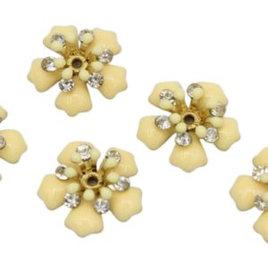 Enamel Flower / Stamen - Crystal - 15mm - Yellow