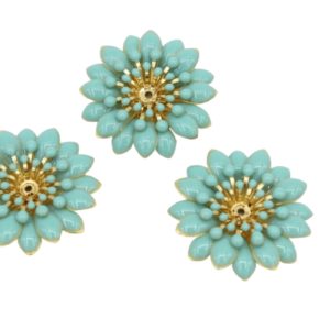 Enamel Flower / Stamen - 30mm - Blue