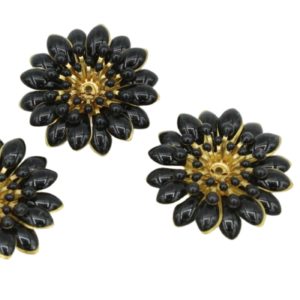 Enamel Flower / Stamen - 30mm - Black