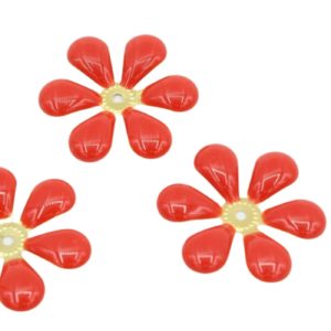 Enamel Flower - 29mm - Red