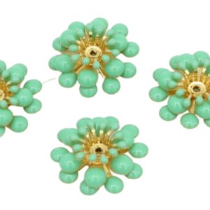 Enamel Flower - 20mm - 3 Layer - Green