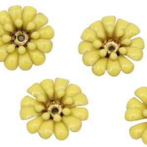 Enamel Flower / Stamen - 14mm - Yellow