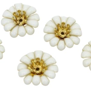 Enamel Flower / Stamen - 14mm - White
